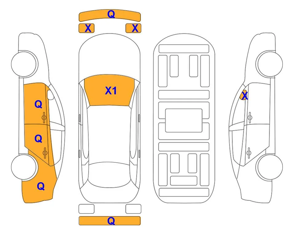 Схема кузова с отметками аукциона Lotte Auto Auction