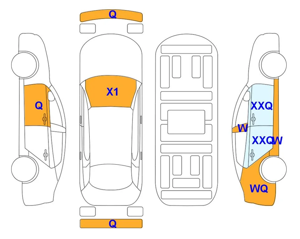 Body diagram with the marks of Lotte Auto Auction