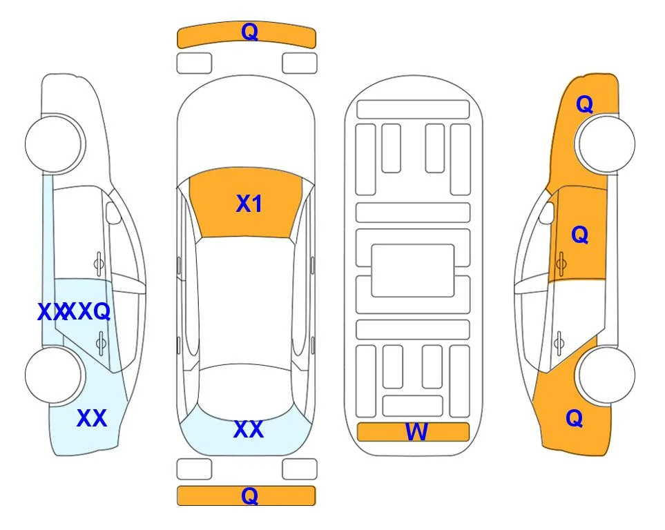 Body diagram with the marks of Lotte Auto Auction
