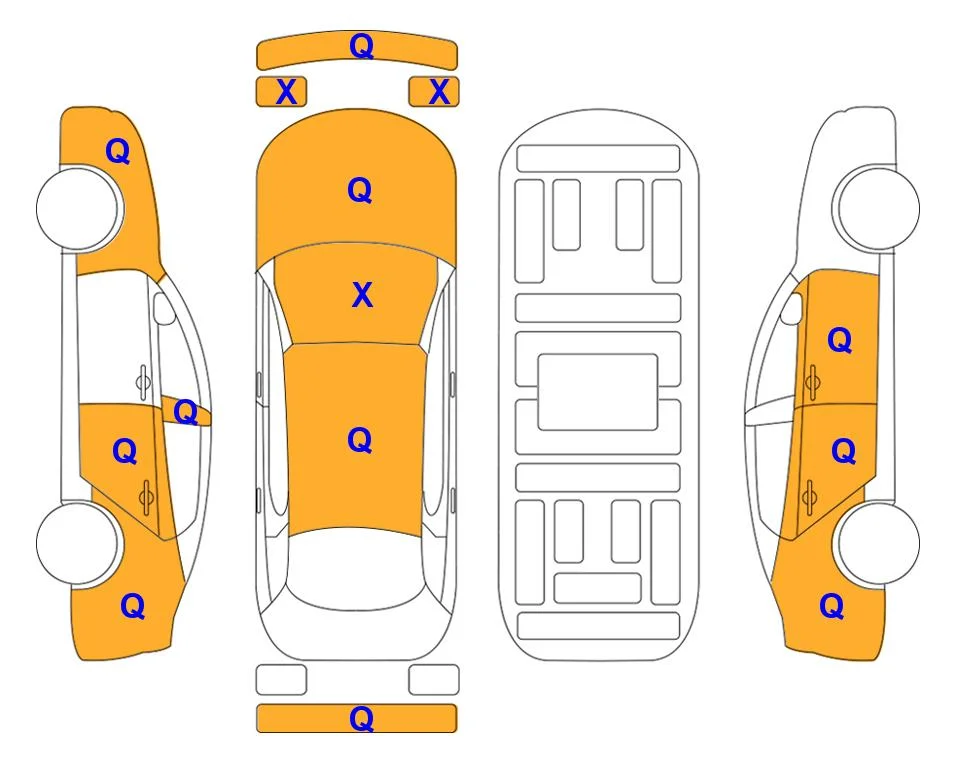 Схема кузова с отметками аукциона Lotte Auto Auction