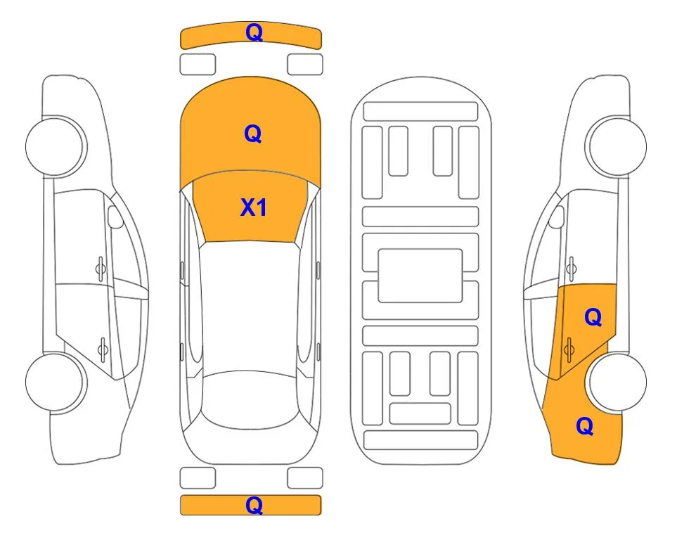 Схема кузова с отметками аукциона Lotte Auto Auction