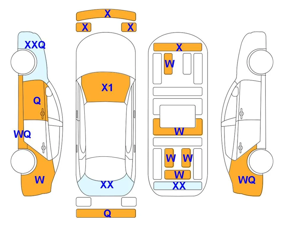 Body diagram with the marks of Lotte Auto Auction