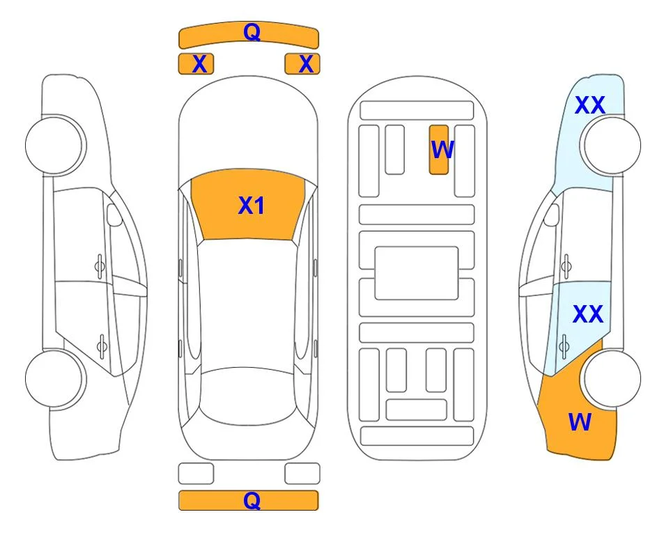 Схема кузова с отметками аукциона Lotte Auto Auction