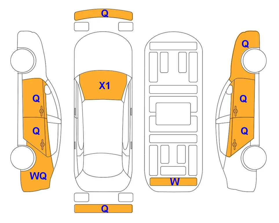 Body diagram with the marks of Lotte Auto Auction