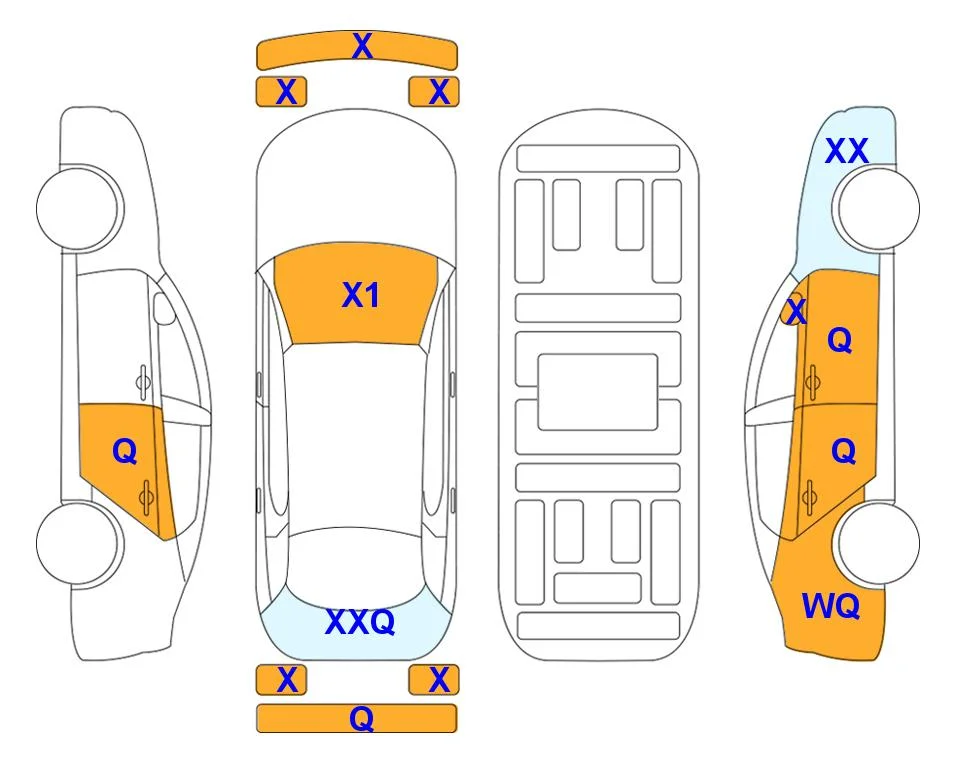 Схема кузова с отметками аукциона Lotte Auto Auction