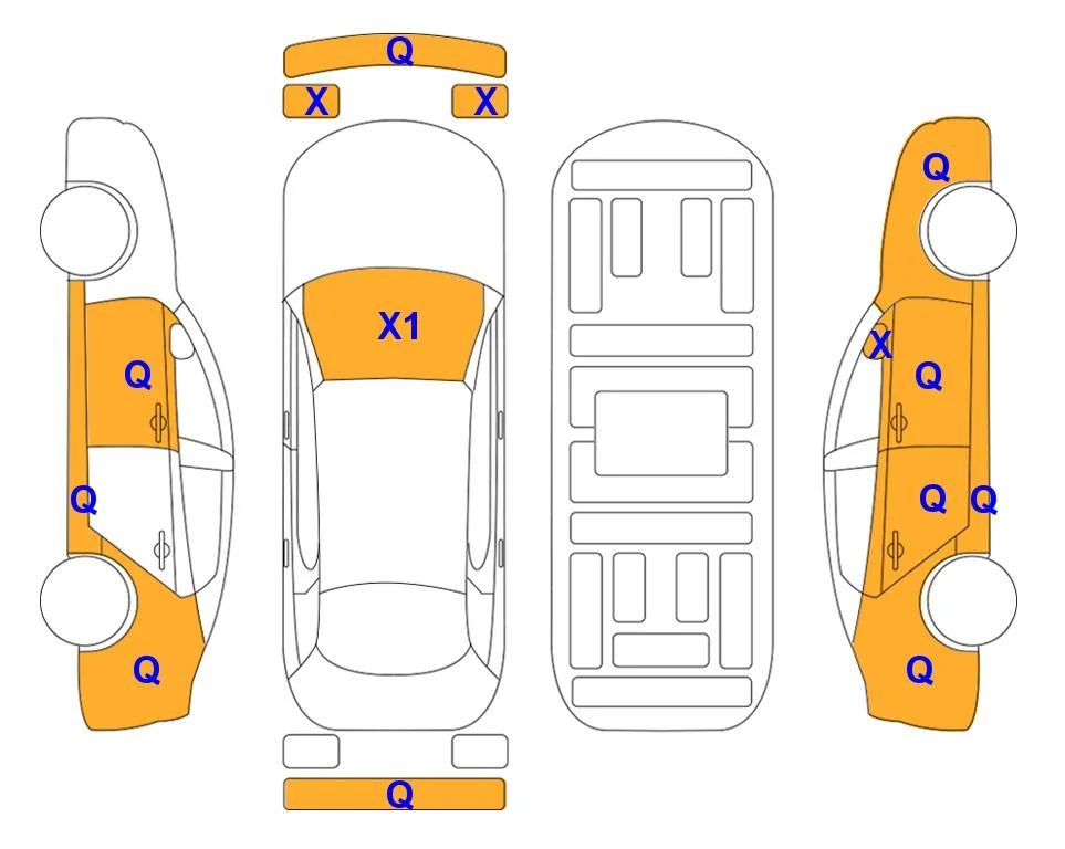 Body diagram with the marks of Lotte Auto Auction