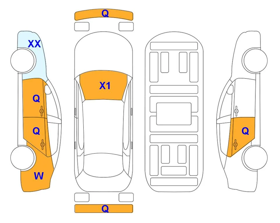 Body diagram with the marks of Lotte Auto Auction