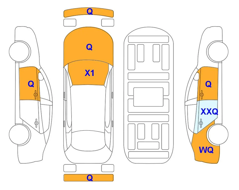 Body diagram with the marks of Lotte Auto Auction