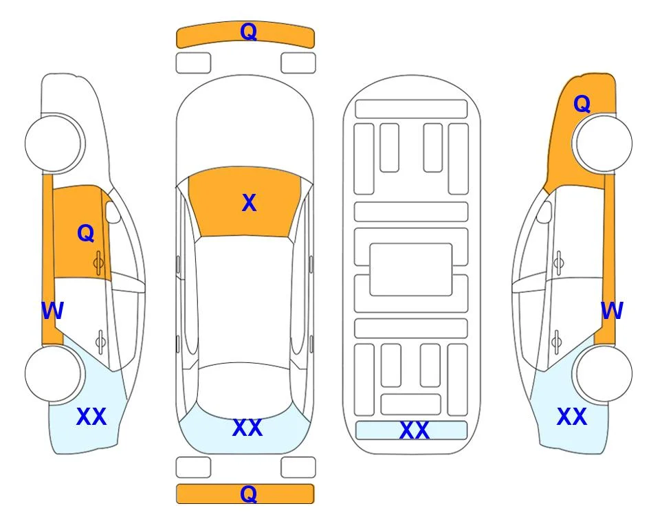 Body diagram with the marks of Lotte Auto Auction