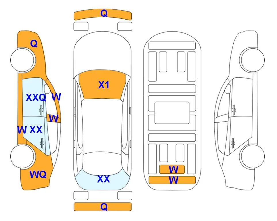 Схема кузова с отметками аукциона Lotte Auto Auction