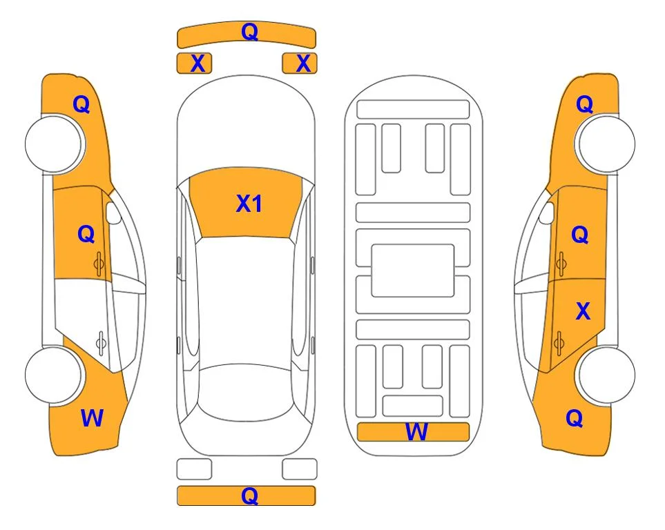 Схема кузова с отметками аукциона Lotte Auto Auction