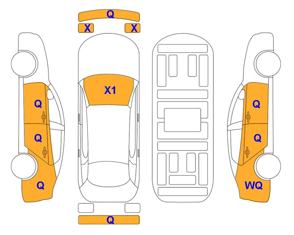 Схема кузова с отметками аукциона Lotte Auto Auction