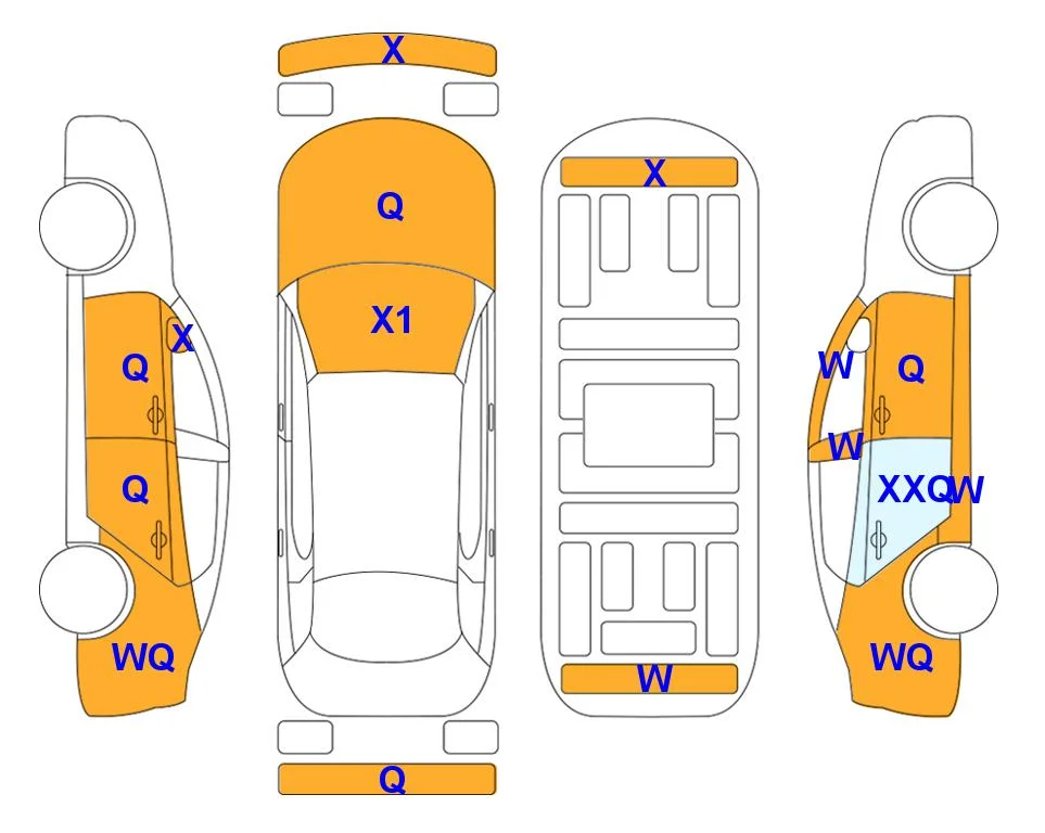 Схема кузова с отметками аукциона Lotte Auto Auction