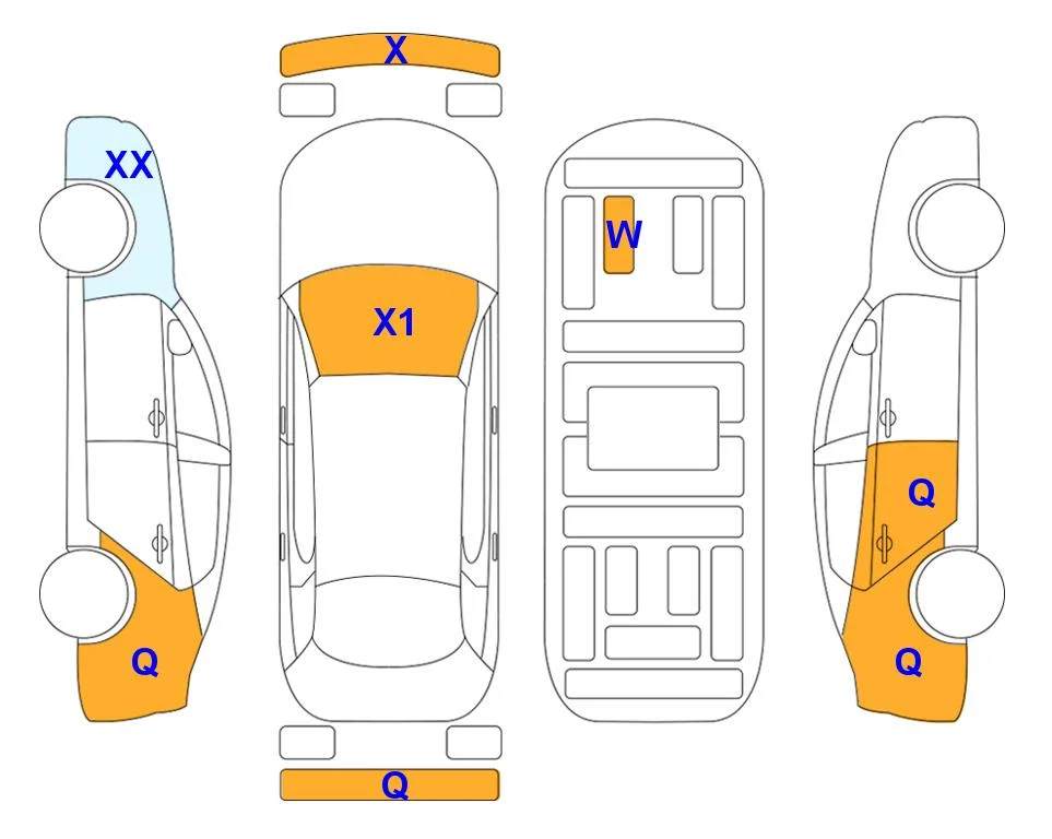 Схема кузова с отметками аукциона Lotte Auto Auction