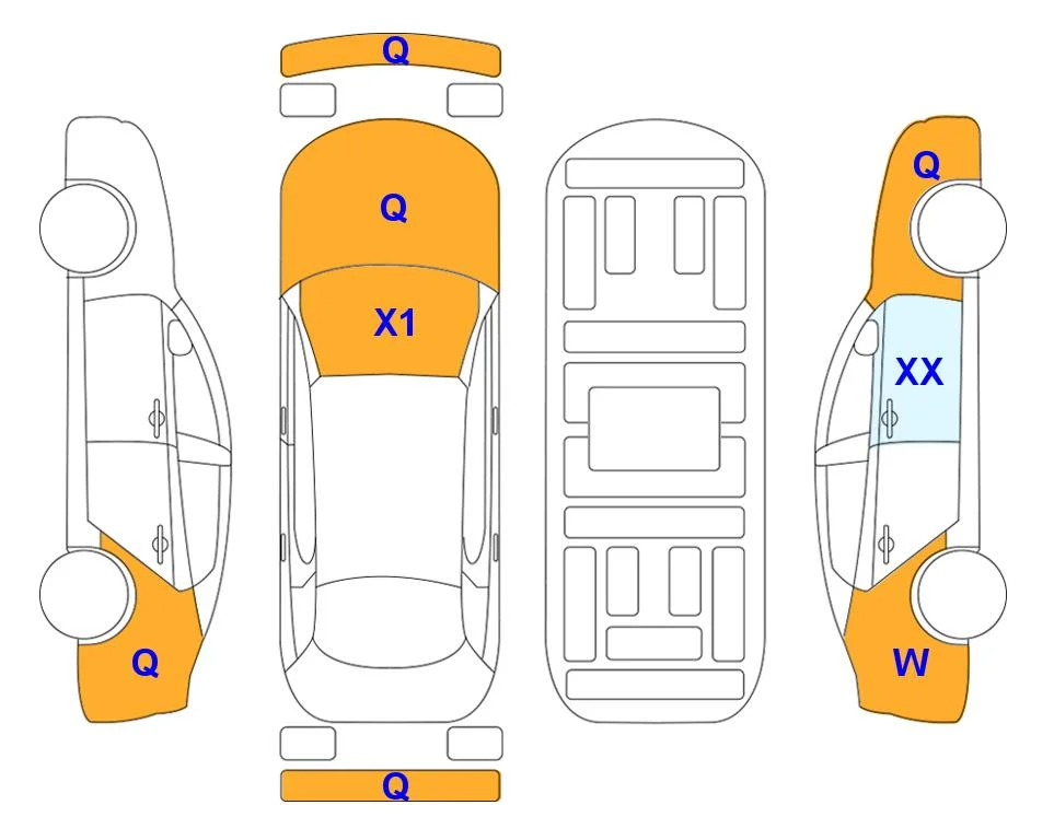 Body diagram with the marks of Lotte Auto Auction