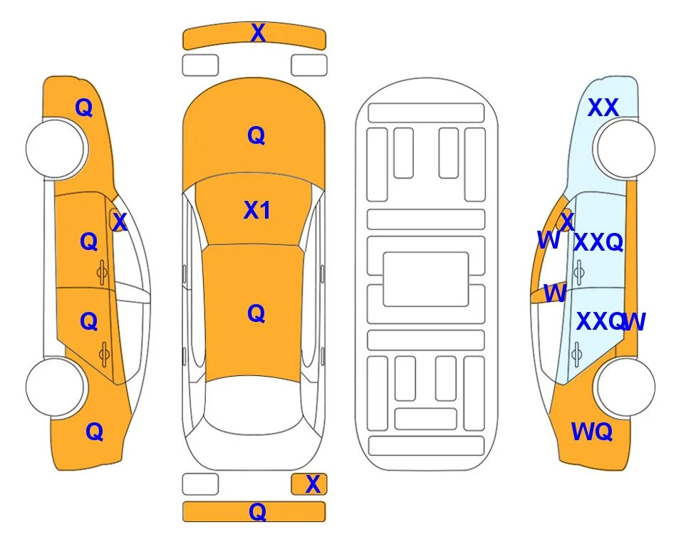 Body diagram with the marks of Lotte Auto Auction