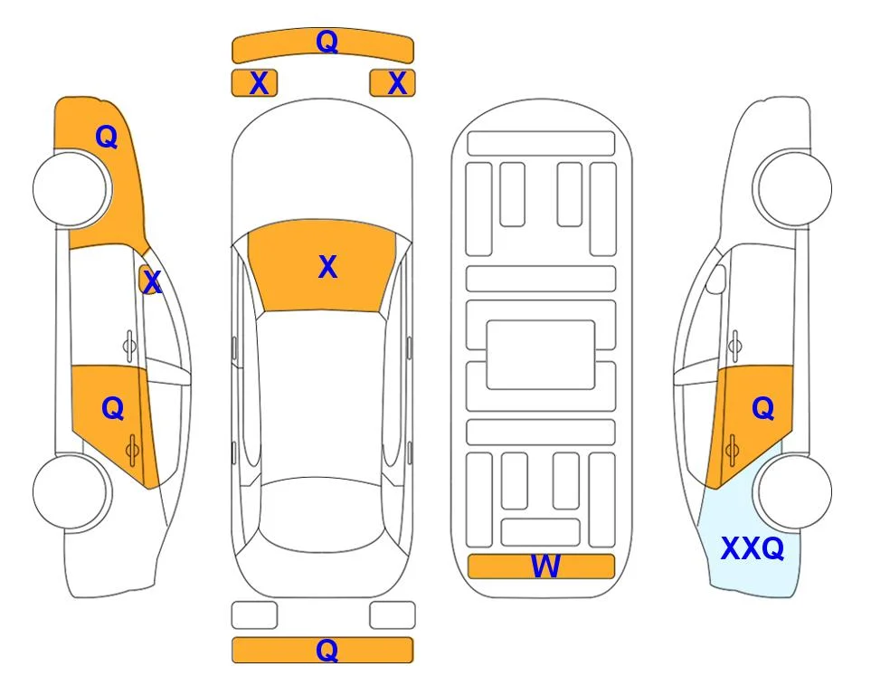 Схема кузова с отметками аукциона Lotte Auto Auction