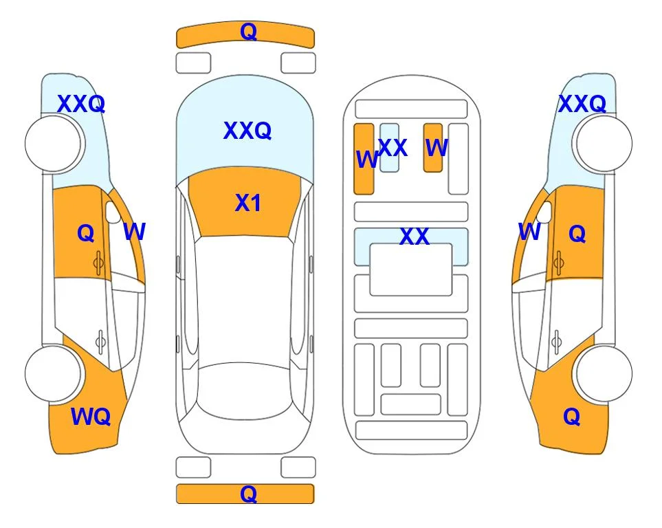 Body diagram with the marks of Lotte Auto Auction