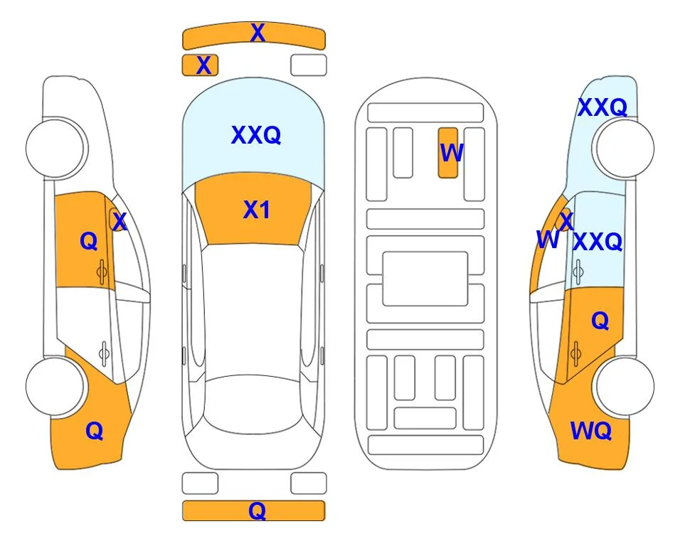 Схема кузова с отметками аукциона Lotte Auto Auction