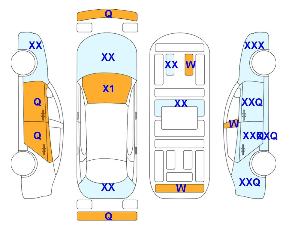 Схема кузова с отметками аукциона Lotte Auto Auction