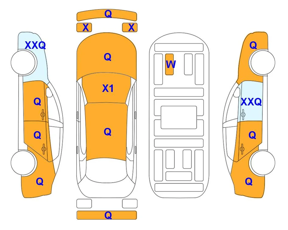 Схема кузова с отметками аукциона Lotte Auto Auction