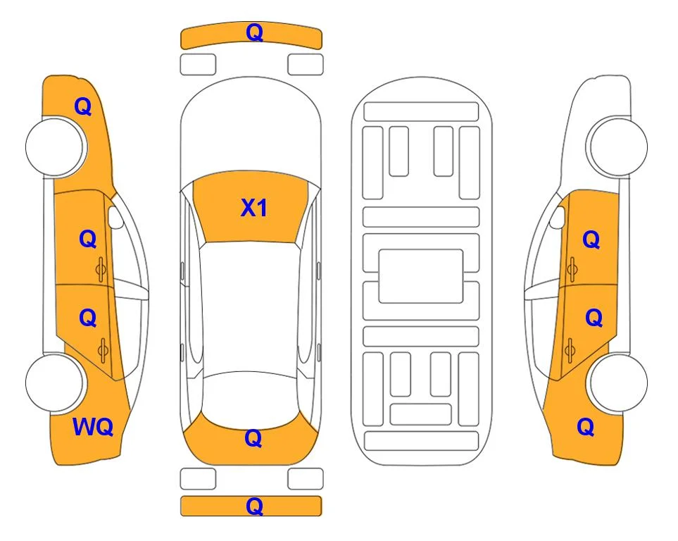 Схема кузова с отметками аукциона Lotte Auto Auction