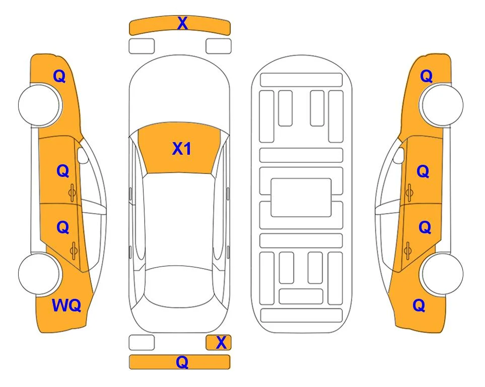 Схема кузова с отметками аукциона Lotte Auto Auction