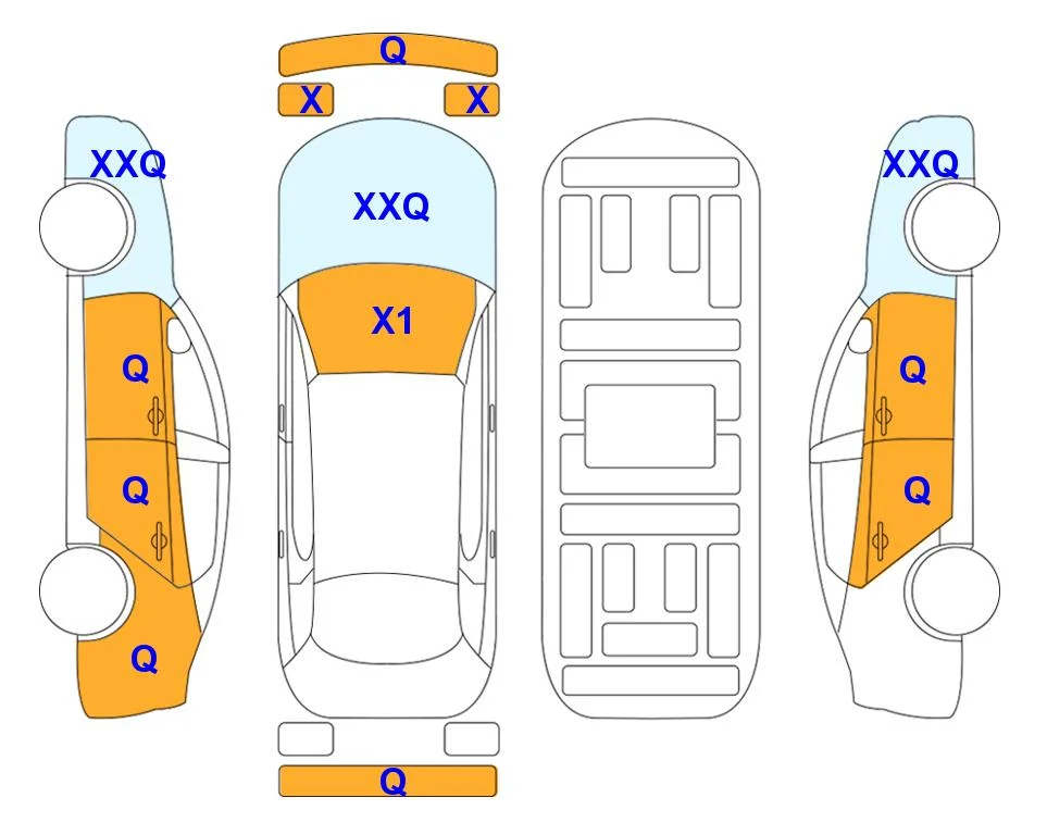Схема кузова с отметками аукциона Lotte Auto Auction