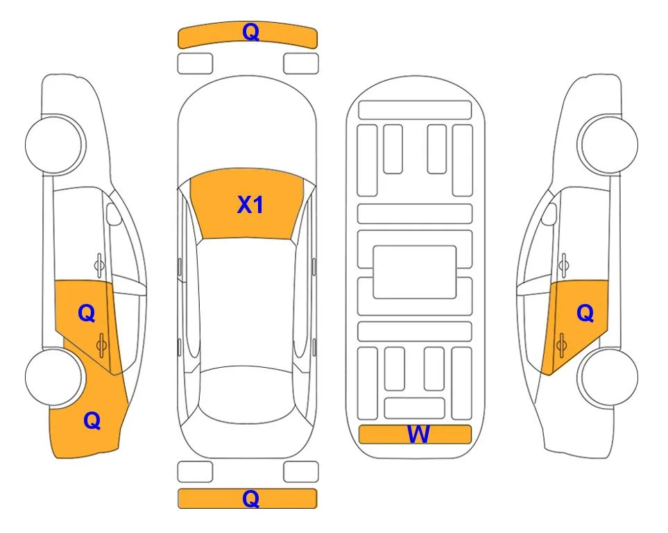 Схема кузова с отметками аукциона Lotte Auto Auction