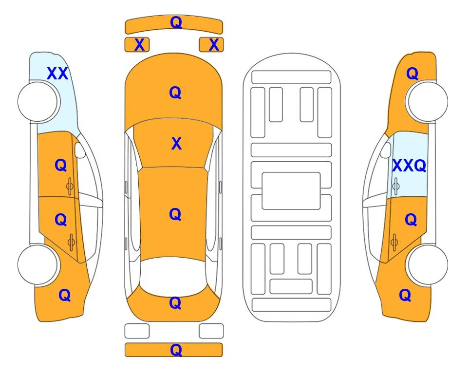Схема кузова с отметками аукциона Lotte Auto Auction