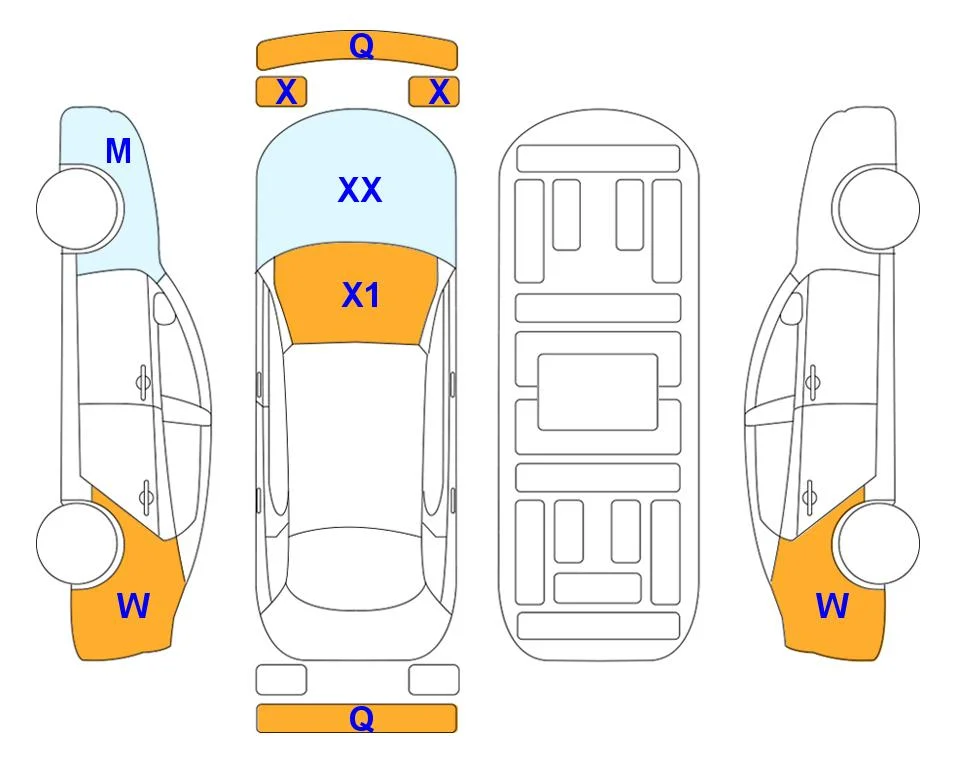 Схема кузова с отметками аукциона Lotte Auto Auction