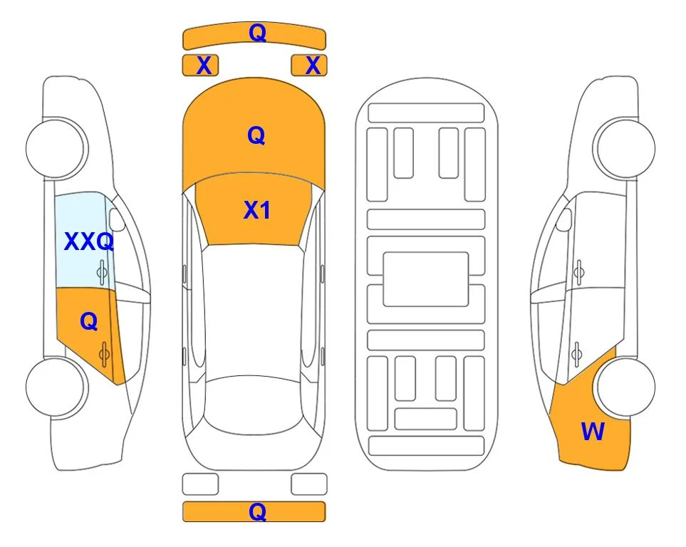 Схема кузова с отметками аукциона Lotte Auto Auction
