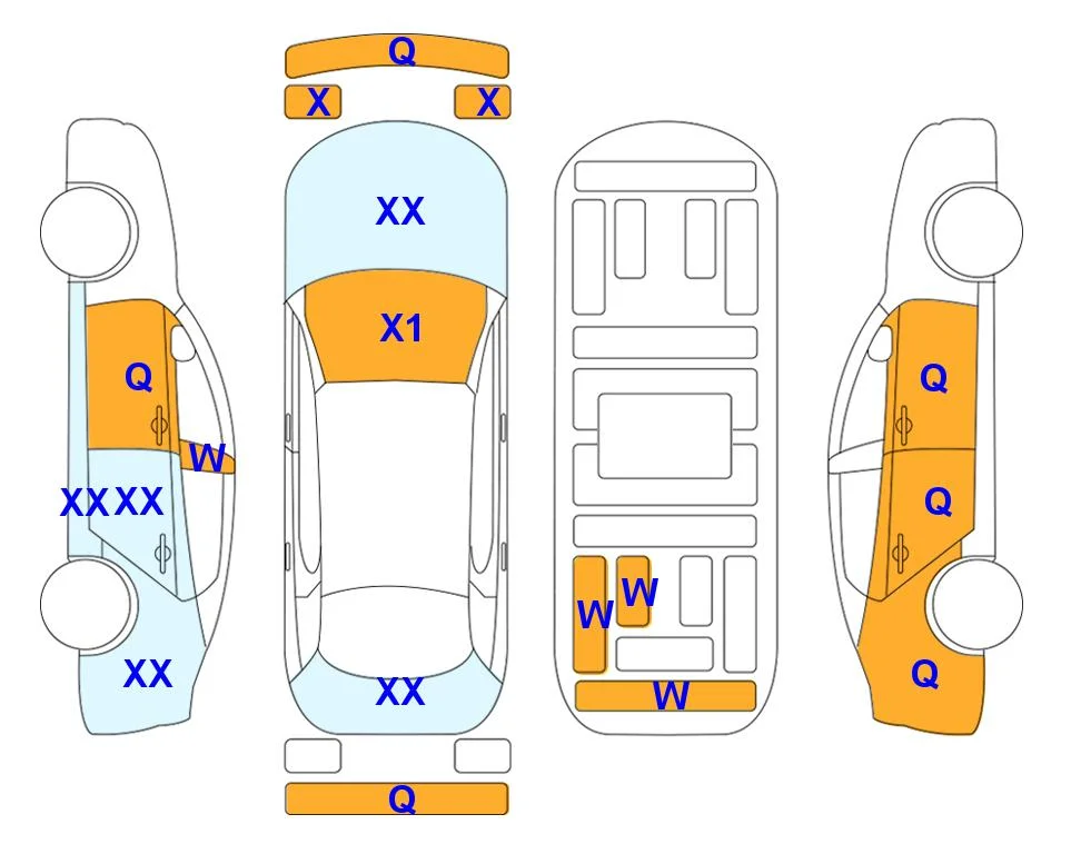 Body diagram with the marks of Lotte Auto Auction