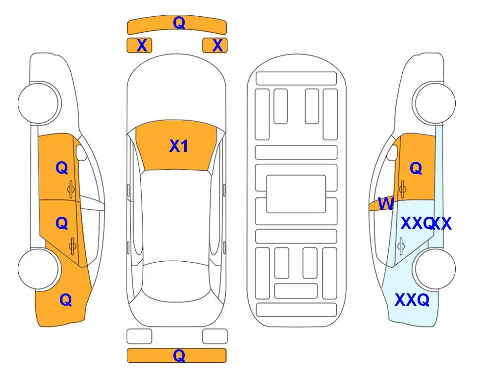 Схема кузова с отметками аукциона Lotte Auto Auction