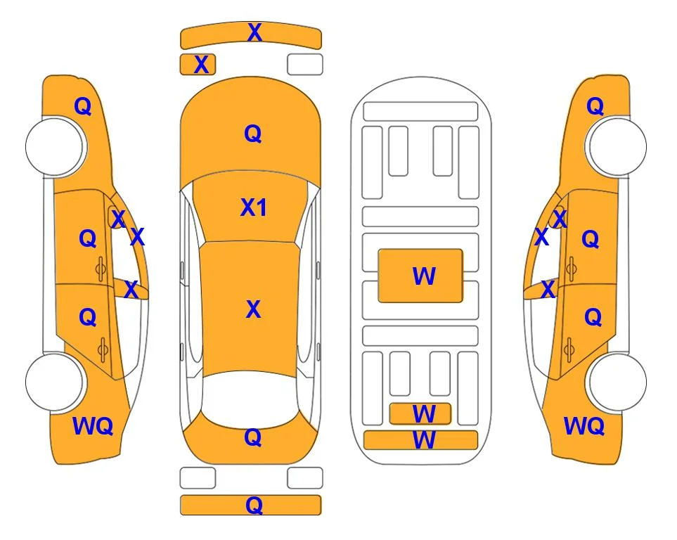 Body diagram with the marks of Lotte Auto Auction