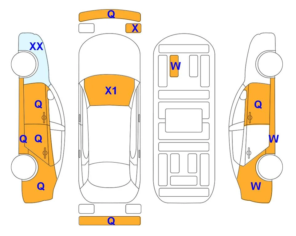 Схема кузова с отметками аукциона Lotte Auto Auction