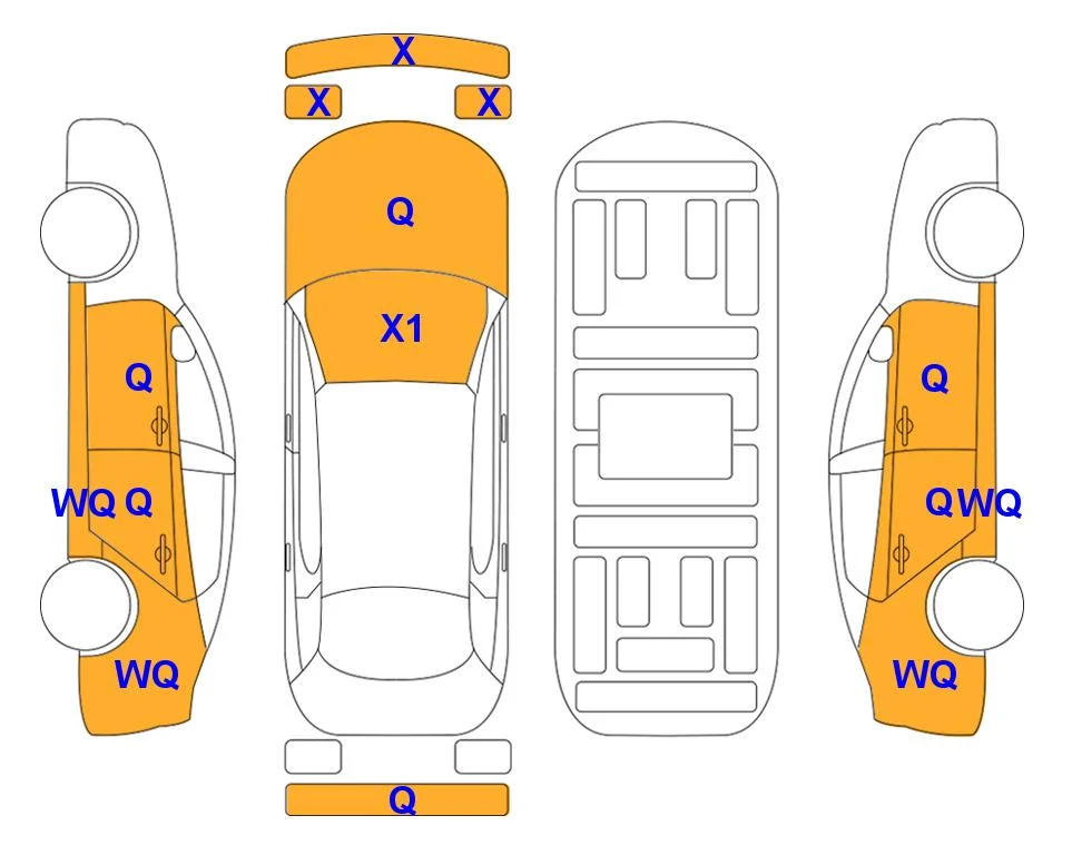 Схема кузова с отметками аукциона Lotte Auto Auction