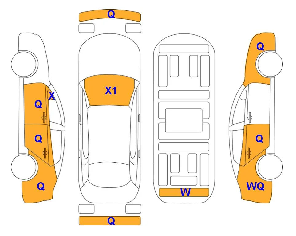 Body diagram with the marks of Lotte Auto Auction