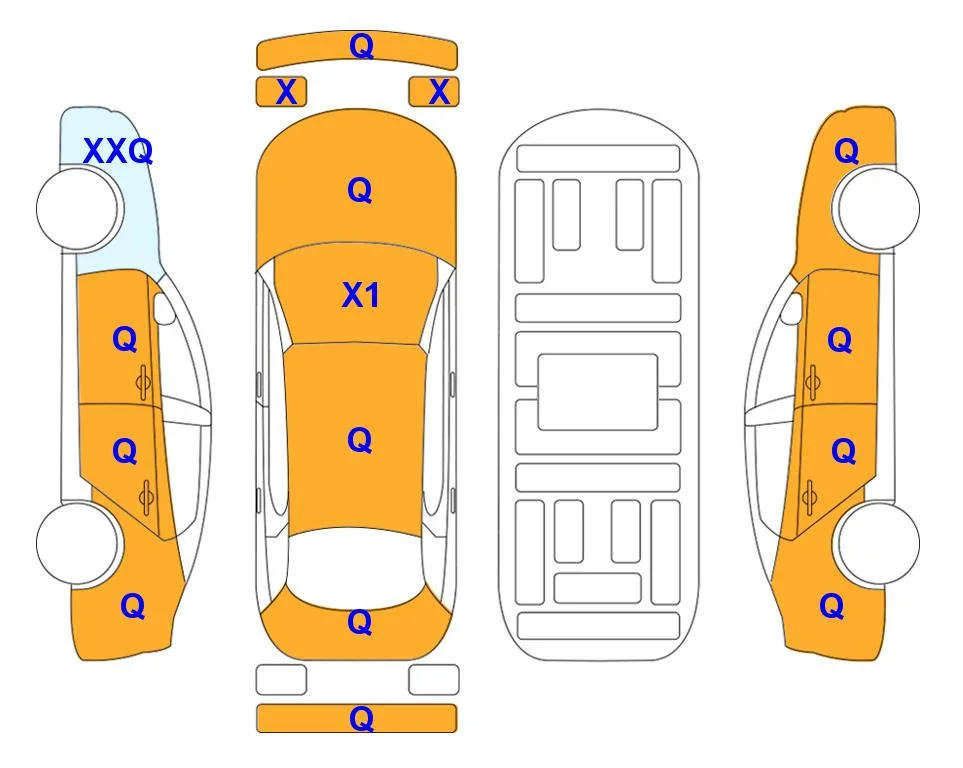 Схема кузова с отметками аукциона Lotte Auto Auction