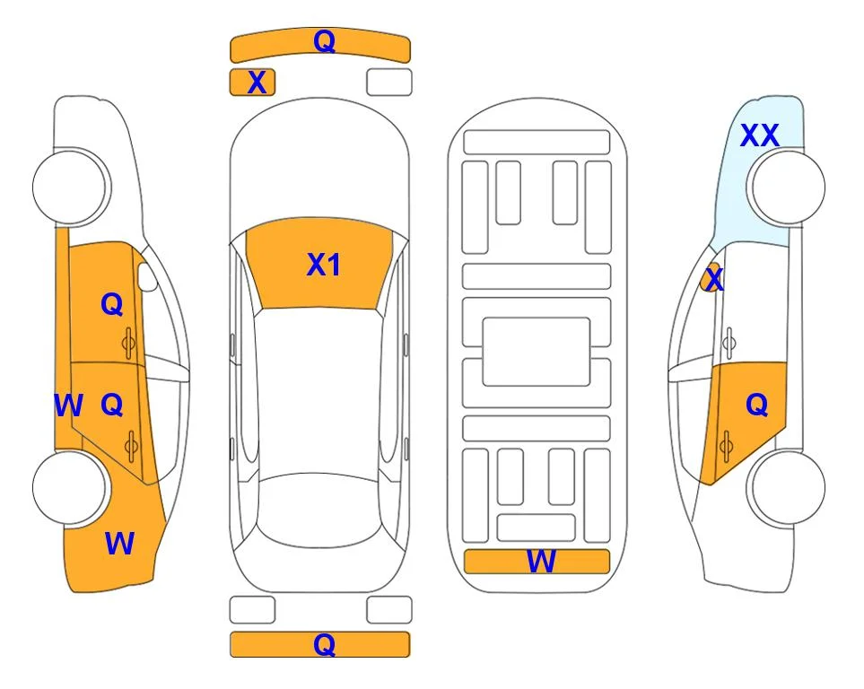Схема кузова с отметками аукциона Lotte Auto Auction