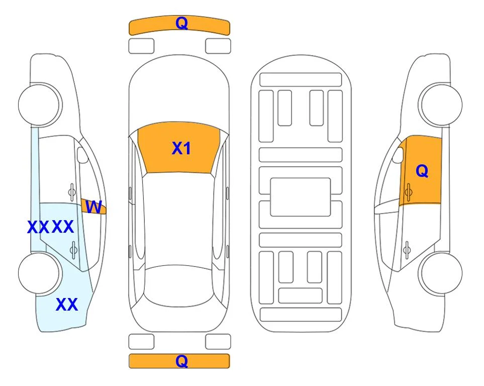 Схема кузова с отметками аукциона Lotte Auto Auction