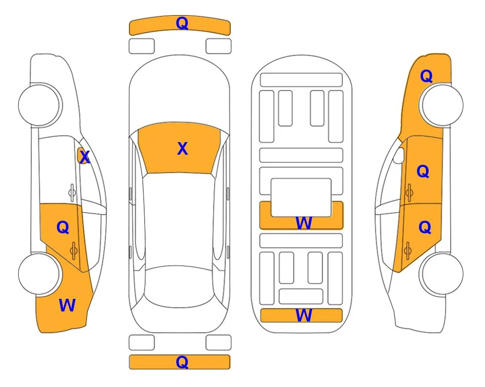 Body diagram with the marks of Lotte Auto Auction