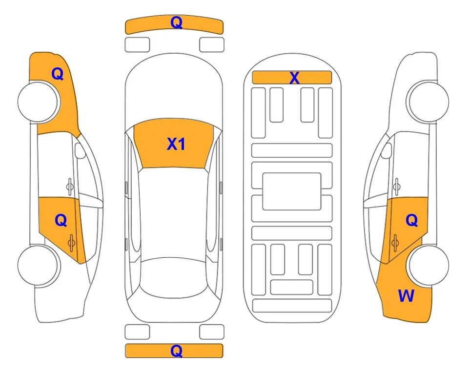 Схема кузова с отметками аукциона Lotte Auto Auction