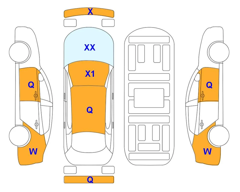 Body diagram with the marks of Lotte Auto Auction