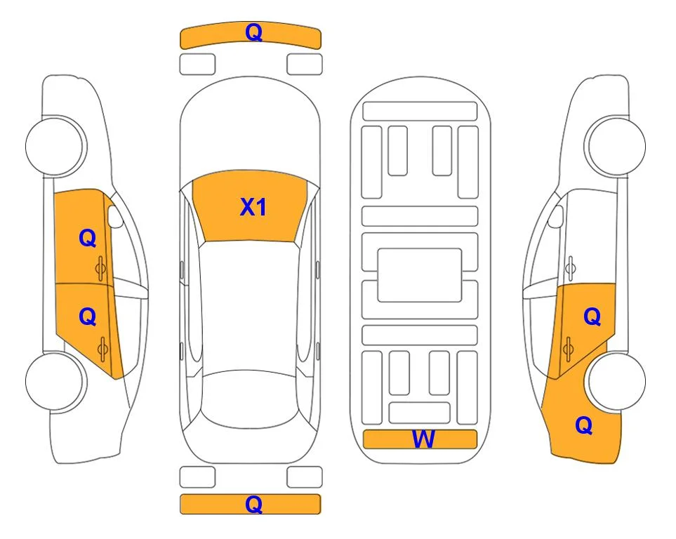 Схема кузова с отметками аукциона Lotte Auto Auction