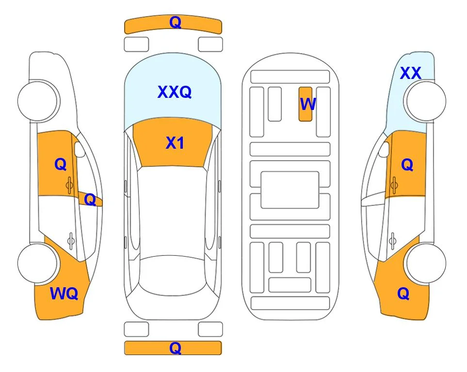 Схема кузова с отметками аукциона Lotte Auto Auction
