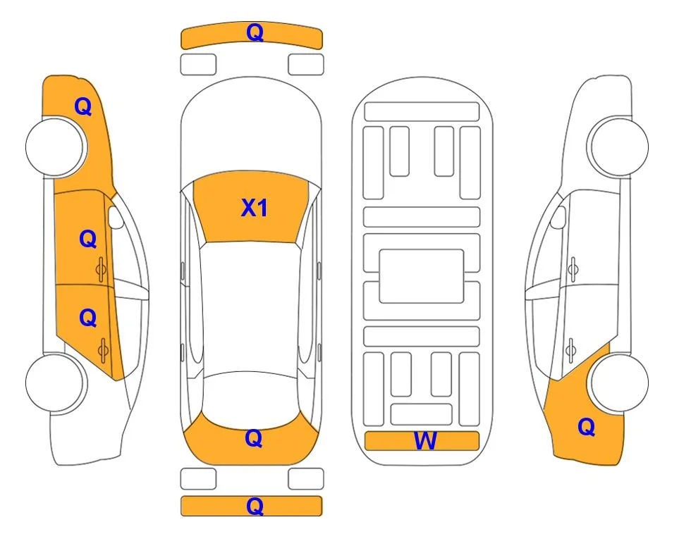 Схема кузова с отметками аукциона Lotte Auto Auction