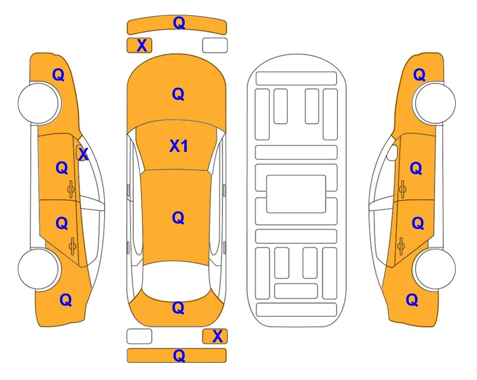Схема кузова с отметками аукциона Lotte Auto Auction