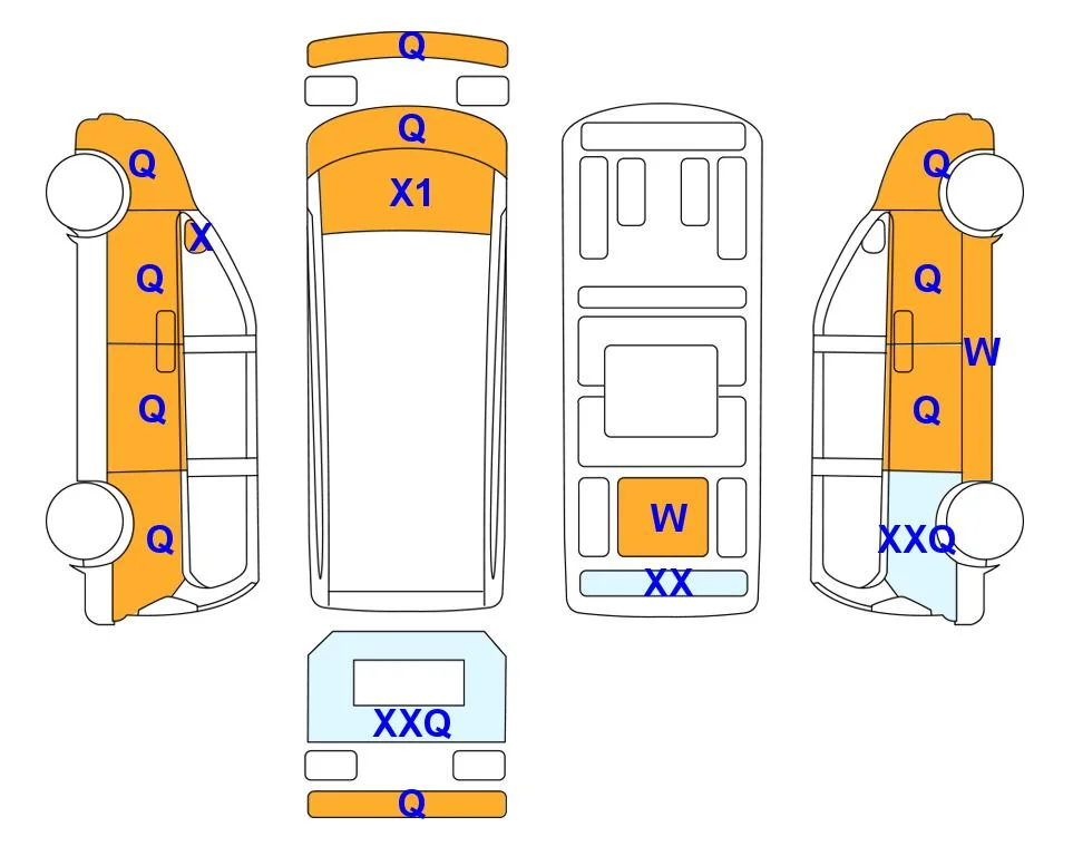 Схема кузова с отметками аукциона Lotte Auto Auction