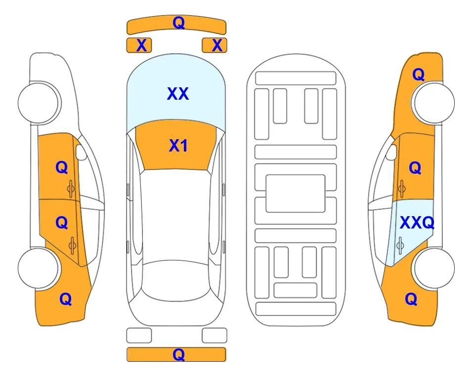 Схема кузова с отметками аукциона Lotte Auto Auction